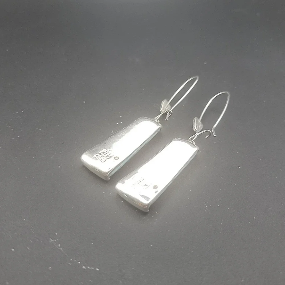 Robert Lee Morris RLM Soho Silver Tone Turquoise Bar Dangle Drop Earrings...